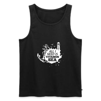 Vitamin Sea Wortspiel Norddeutschland Spruch - Männer Premium Bio Tank Top - Schwarz - Vorne - AI Model Male 178 light (178cm)