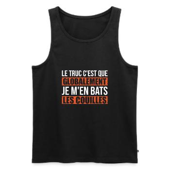 Je m'en bats cadeau humour drole - Débardeur bio Premium Homme - noir - Devant - AI Model Male 178 light (178cm)