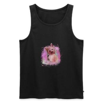 yorkshire terrier, chien, graffiti, terrier, chiens - Débardeur bio Premium Homme - noir - Devant - AI Model Male 178 light (178cm)