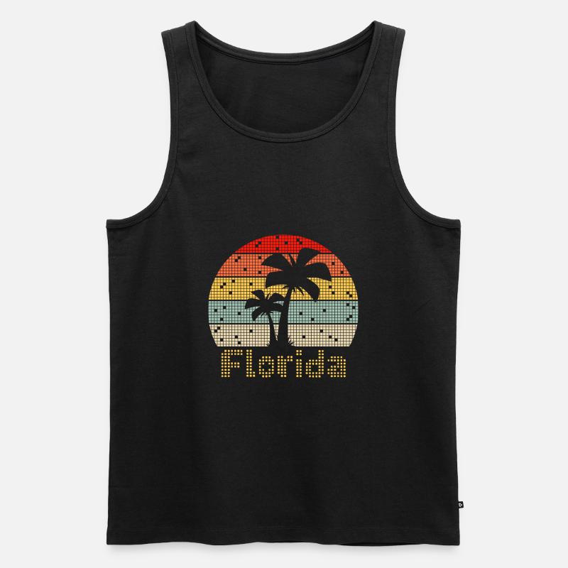8bit Retro Florida Urlaub - Männer Premium Bio Tank Top - Schwarz
