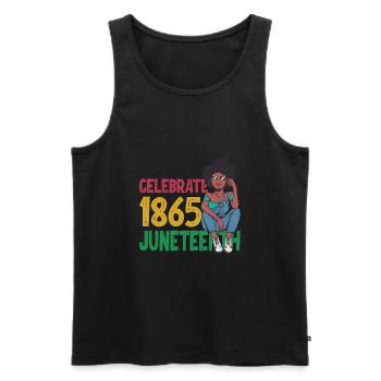 Juneteenth - Men's Premium Organic Tank Top - black - Front - AI Model Male 178 light (178cm)