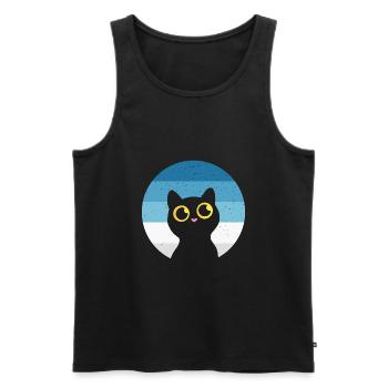 Chat Rétro - Débardeur bio Premium Homme - noir - Devant - AI Model Male 178 light (178cm)