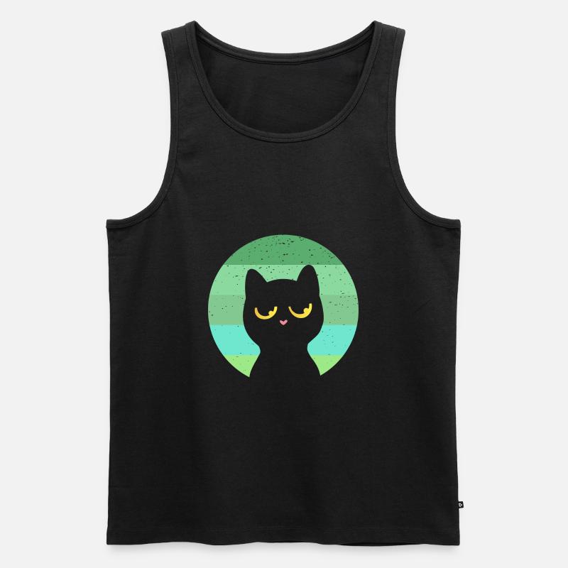 Katze Retro - Männer Premium Bio Tank Top - Schwarz
