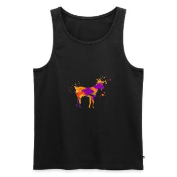 Farbklecks Retro Vintage Ziege - Männer Premium Bio Tank Top - Schwarz - Vorne - Michal (187cm)