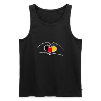 J’aime la Belgique - coeur mains - Débardeur bio Premium Homme - noir - Devant - AI Model Male 178 light (178cm)