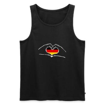 J’aime Allemagne - coeur mains - Débardeur bio Premium Homme - noir - Devant - AI Model Male 178 light (178cm)