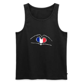 J’adore France - coeur mains - Débardeur bio Premium Homme - noir - Devant - AI Model Male 178 light (178cm)