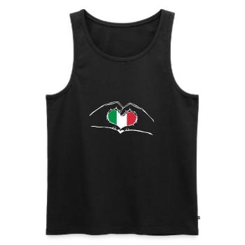 J’aime l’Italie - coeur mains - Débardeur bio Premium Homme - noir - Devant - AI Model Male 178 light (178cm)