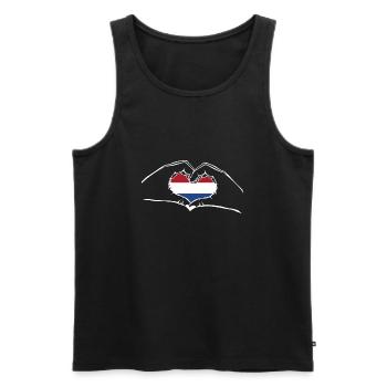 J’ai le cœur amour - Hollande - mains - Débardeur bio Premium Homme - noir - Devant - AI Model Male 178 light (178cm)