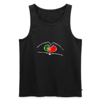 Je t’aime Portugal - coeur mains - Débardeur bio Premium Homme - noir - Devant - AI Model Male 178 light (178cm)