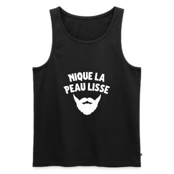 Nique la peau lisse barbe humour barbu - Débardeur bio Premium Homme - noir - Devant - Michal (187cm)