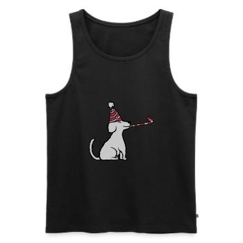 Geburtstagskind sitzender braver Hund - Männer Premium Bio Tank Top - Schwarz - Vorne - AI Model Male 178 light (178cm)