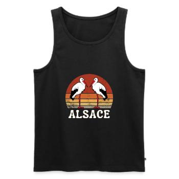 Alsace cigognes Sunset rétro vintage humour - Débardeur bio Premium Homme - noir - Devant - Michal (187cm)