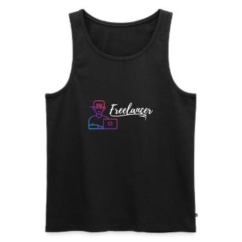 FREELANCER | ONLINE BUSINESS | WORK FROM HOME - Men's Premium Organic Tank Top - black - Front - AI Model Male 178 light (178cm)
