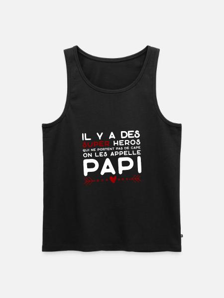 Papi super héros cadeau papy - Débardeur bio Premium Homme - noir