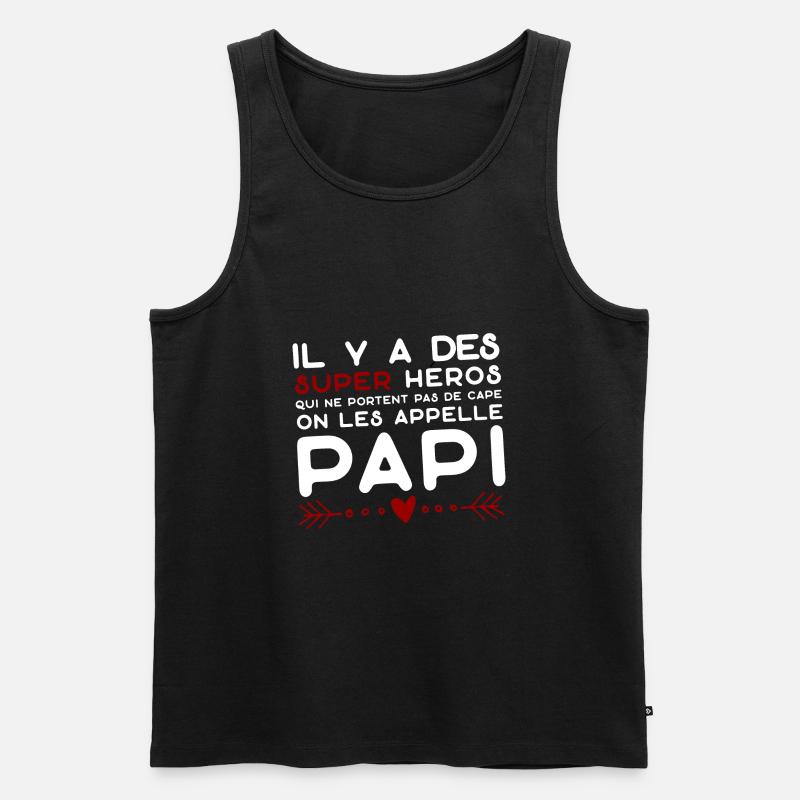 Papi super héros cadeau papy - Débardeur bio Premium Homme - noir
