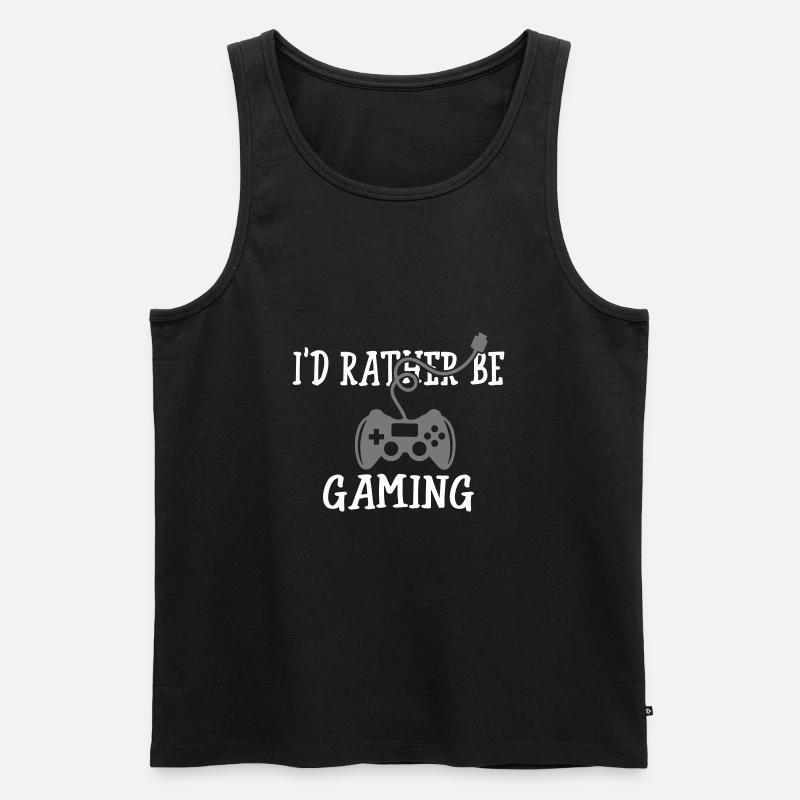 I'd Rather Be Gaming - Männer Premium Bio Tank Top - Schwarz