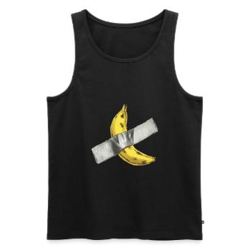 Lächerliche Kunst - Banane klebte an der Wand - Männer Premium Bio Tank Top - Schwarz - Vorne - AI Model Male 178 light (178cm)