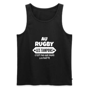 au rugby les tampons c'est pas que dans la chatte - Débardeur bio Premium Homme - noir - Devant - AI Model Male 178 light (178cm)