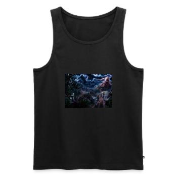 Escaping the Haunted Ghost House on Hill St - Men's Premium Organic Tank Top - black - Front - AI Model Male 178 light (178cm)