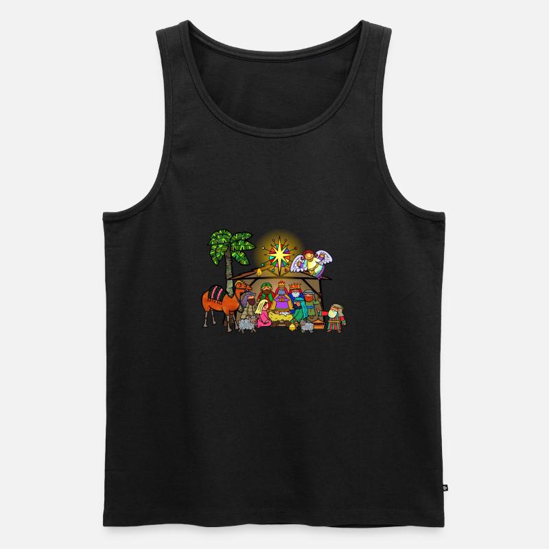 Weihnachtskrippe - Männer Premium Bio Tank Top - Schwarz
