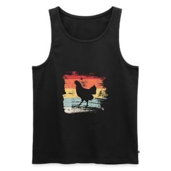 Retro Vintage Huhn Geschenk Bauernhoftier - Männer Premium Bio Tank Top - Schwarz - Vorne - AI Model Male 178 light (178cm)