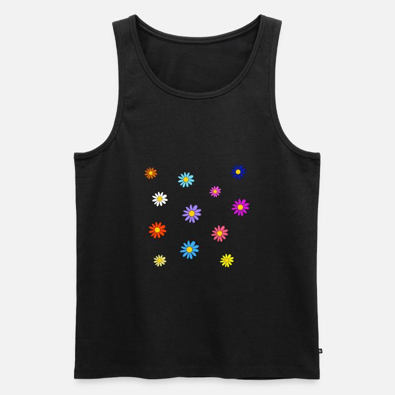 Bunte Blumenwiese - Männer Premium Bio Tank Top - Schwarz