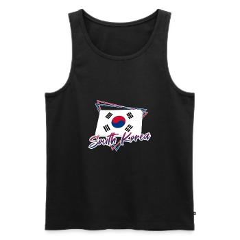 South Korea - Men's Premium Organic Tank Top - black - Front - AI Model Male 178 light (178cm)