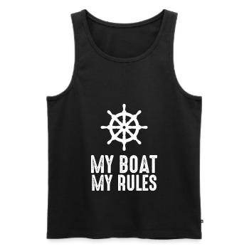 My Boat My Rules Mon bateau mes règles capitaine - Débardeur bio Premium Homme - noir - Devant - AI Model Male 178 light (178cm)