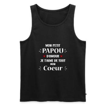 Mon petit papou d'amour je t'aime - Débardeur bio Premium Homme - noir - Devant - Michal (187cm)