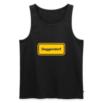 Ortsschild Deggendorf Ort Schild Ortstafel Schrift - Männer Premium Bio Tank Top - Schwarz - Vorne - Michal (187cm)