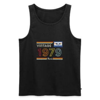 Cassette Vintage 1979 - Débardeur bio Premium Homme - noir - Devant - Michal (187cm)
