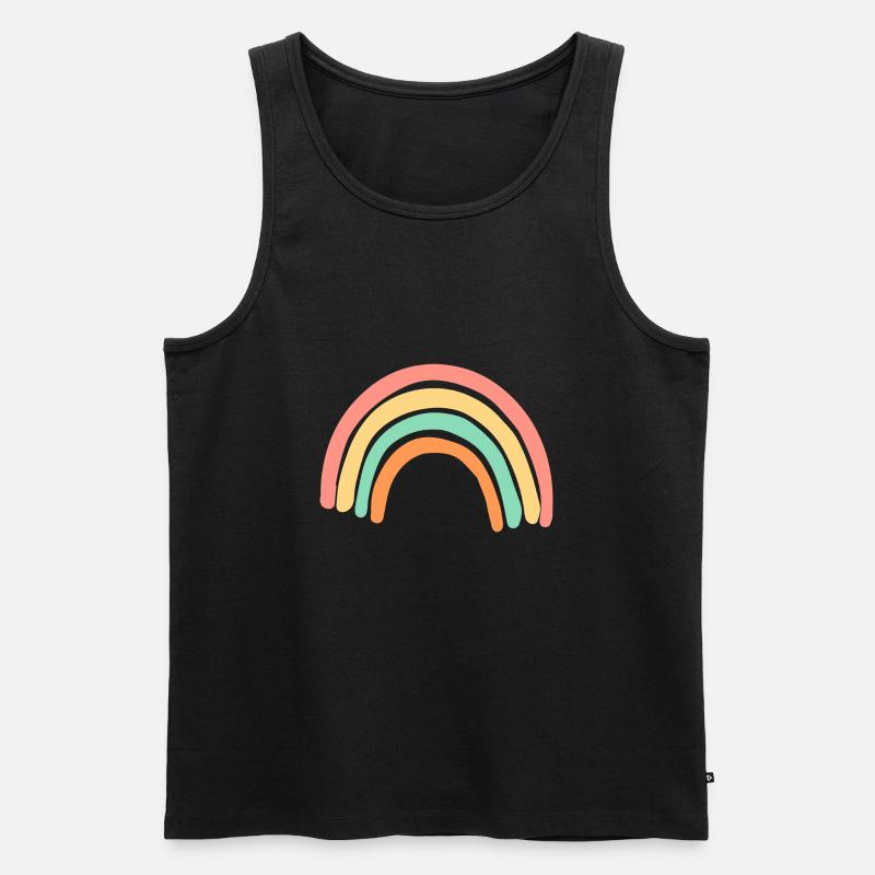 Pastellfarbener Regenbogen - Männer Premium Bio Tank Top - Schwarz