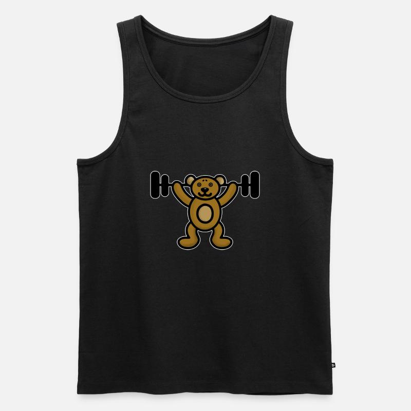 Bär mit Gewicht - Gewichtheber Bodybuilder - Männer Premium Bio Tank Top - Schwarz