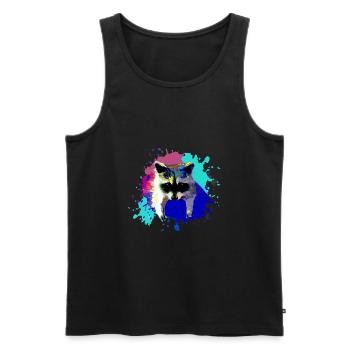 waschbär,bär,graffiti,malerei,blau,farbklecks - Männer Premium Bio Tank Top - Schwarz - Vorne - Michal (187cm)