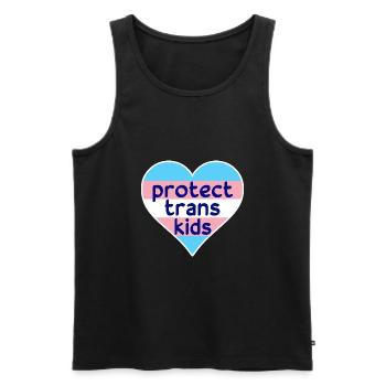 Protect Trans Kids - LGBTQIA+ trans pride flag - Men's Premium Organic Tank Top - black - Front - AI Model Male 178 light (178cm)