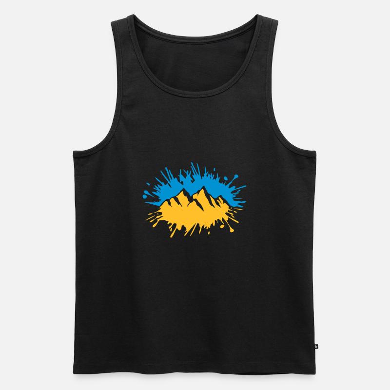 Bunt Farbklecks Berge Tropfen - Männer Premium Bio Tank Top - Schwarz