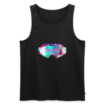 skihase ,rosa,skifahren,ski,hase,hase mit brille - Männer Premium Bio Tank Top - Schwarz - Vorne - Michal (187cm)