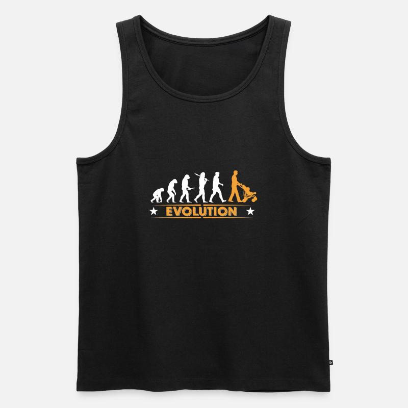 Walking Dad - Evolution - Männer Premium Bio Tank Top - Schwarz