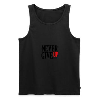 NEVER GIVE UP - Men's Premium Organic Tank Top - black - Front - Michal (187cm)
