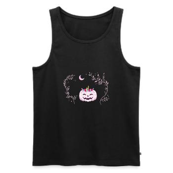 Citrouille Licorne - Citrouille rose déguisée en licorne - Débardeur bio Premium Homme - noir - Devant - Michal (187cm)