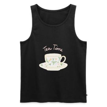 Tea Time - Men's Premium Organic Tank Top - black - Front - AI Model Male 178 light (178cm)