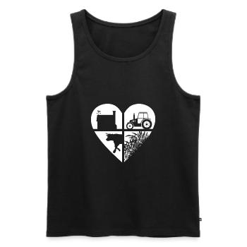 Farmer Heart Stall Trecker Cow Grain Motif - Men's Premium Organic Tank Top - black - Front - Michal (187cm)