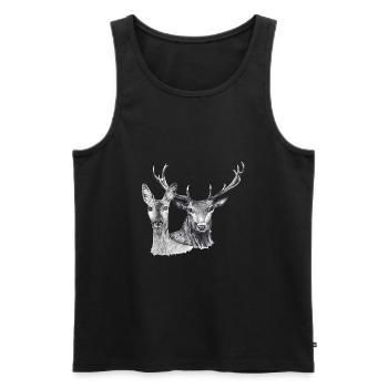 Hirsch und Schleim - Männer Premium Bio Tank Top - Schwarz - Vorne - Michal (187cm)