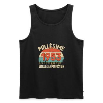 Millésime 1953 Cadeau Anniversaire Humour - Débardeur bio Premium Homme - noir - Devant - Michal (187cm)