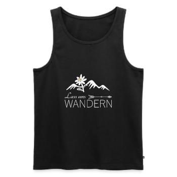LASS UNS WANDERN EDELWEISS UND BERGE - Männer Premium Bio Tank Top - Schwarz - Vorne - Michal (187cm)