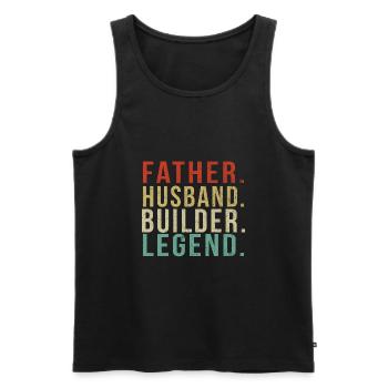 Builder Dad Vintage/ Father. Husband. Builder. - Men's Premium Organic Tank Top - black - Front - Michal (187cm)