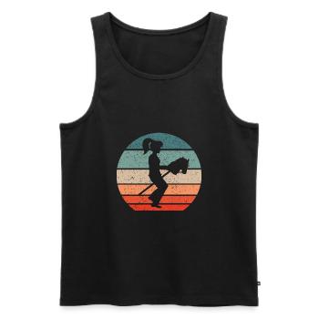 Hobby Horsing Mädchen reitet auf Steckenpferd - Männer Premium Bio Tank Top - Schwarz - Vorne - Michal (187cm)