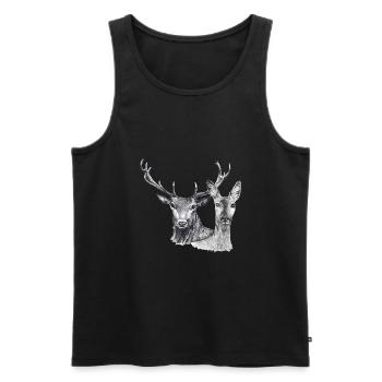 Hirsch und Reh - Männer Premium Bio Tank Top - Schwarz - Vorne - Michal (187cm)