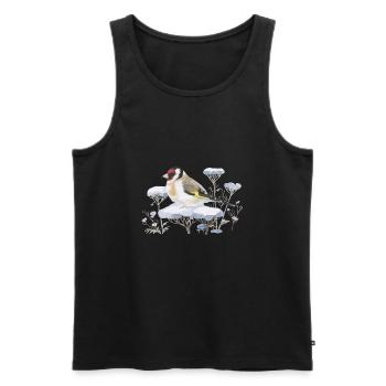Liebevolle Aquarellzeichnung Distelfink im Schnee - Männer Premium Bio Tank Top - Schwarz - Vorne - AI Model Male 178 light (178cm)